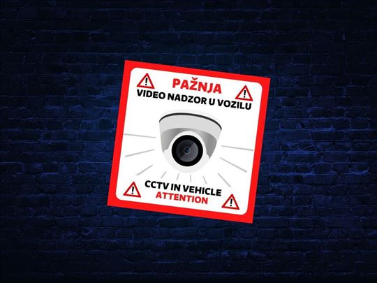 Video nadzor u vozilu, nalepnica 7x7 cm