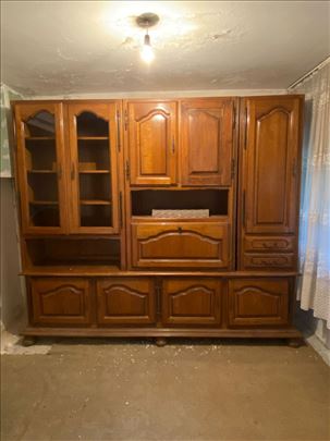 Masivan retro regal od punog drveta, 4 dela