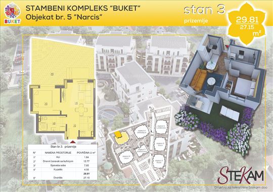 Stambeni kompleks "Buket" 3min hoda od Aqua parka