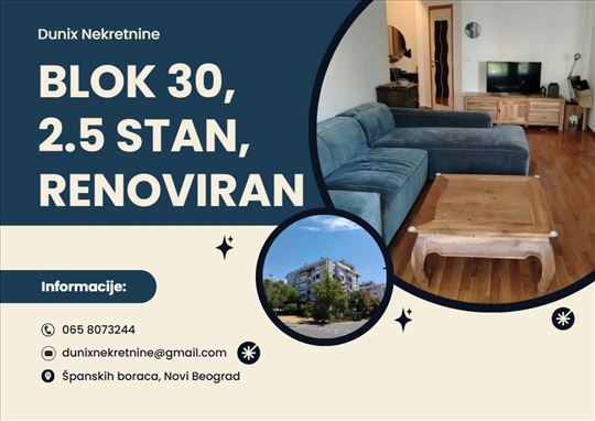 Blok 30, 2.5 stan, zakupac, odličan ROI