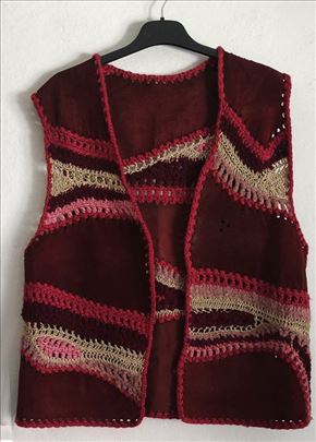 Unikat u boho stilu prsluk ručni rad vel.M