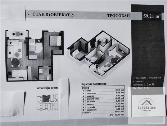 Novi Sad-adice- Dvosoban, 59m2, izgradnja