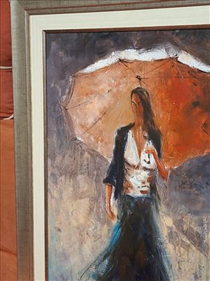Devojka sa suncobranom" 85x 65cm, R. Vojinović