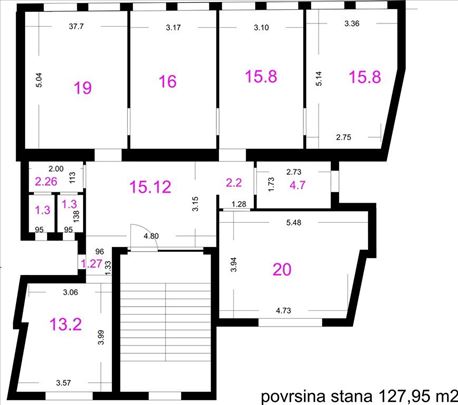 Terazije, PP, 130m2, 6 kancelarija
