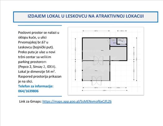 Lokal na atraktivnoj lokaciji u Leskovcu