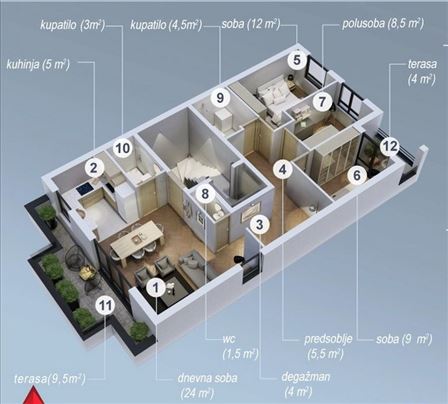 Zira, Braće Ribnikar, 3.5, 100m2, V, lift, Eg, nov