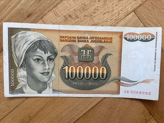 100 000 dinara 1993 