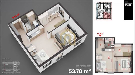 Prodaja, novogradnja stan, Brane Ćosića, 53.78m2, 