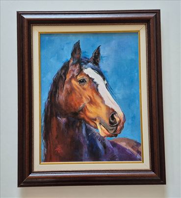 Ulje na platnu - Portret konja, prelepa slika!