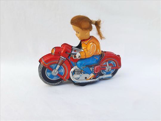 Vintage 50e HAJLI Japan Girl on Motorcycle limena 