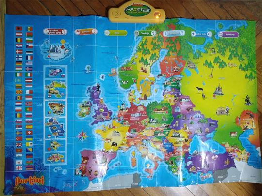 Pertini I-poster:Interaktivna mapa Evrope 59,5 x 8