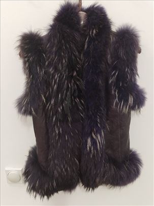 Prsluk koža/krzno, brend: Suzana Perić, vel. M