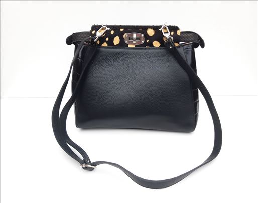 Dvodelna torba prirodna koza i krzno Italy novo