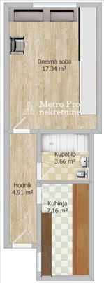 Stan 1.0, 33m2, Bajloni - Skadarlija, renoviran