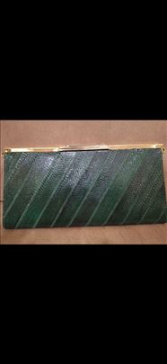 Vintage zelena torba od zmijske kože, elegantna i 