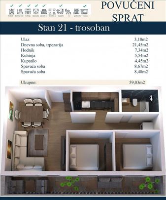 Trosoban stan na prodaju - Novi Banovci