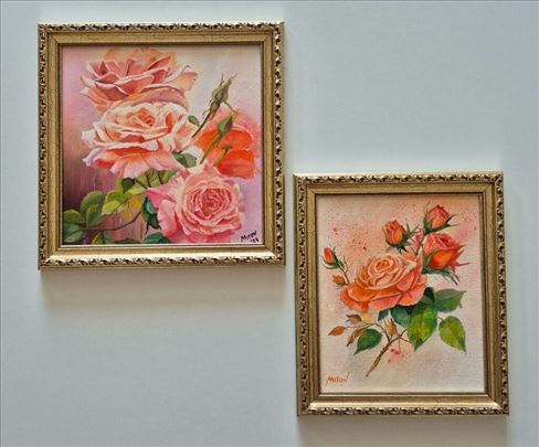 Ulje na platnu - Svet ruza. Dve slike