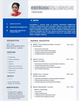 Izrada CV-a (Srpski,Engleski,Nemački) + mot.pismo