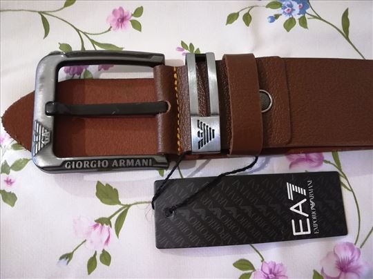 Nov muški kožni markirani kaiš Armani u braon boji