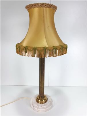 Vintage lampa bronza/mermer/svileni abazur