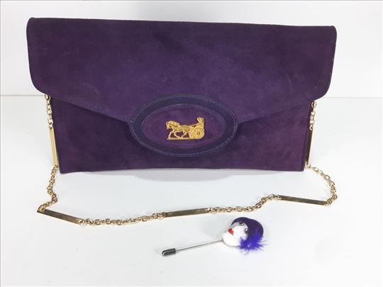 Prirodna koža torba / pismo tašna sa brošem