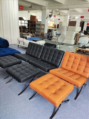 Barselona stolica beli set-Barcelona Chair replika