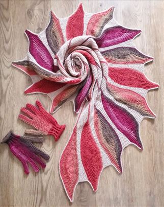 Šareni šal i rukavice - Ručna izrada