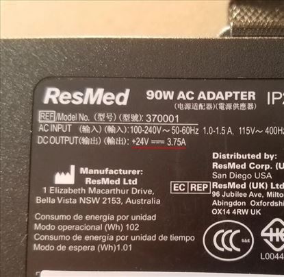 Resmed punjač 24V 3.75A 90W Strujni adapter iglica