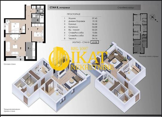 Bulevar kod Kluza, trosoban stan 63m2 + pdv