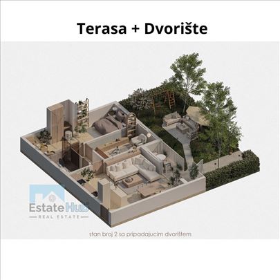 Trosoban stan od 75m² sa dvorištem u korišćenju