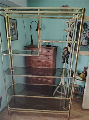 Retro luksuzna polica od mesinga i dimljenog stakl