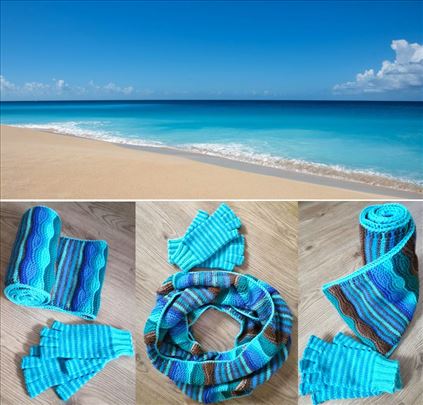 Okrugli ''infinity'' šal i rukavice - ručna izrada