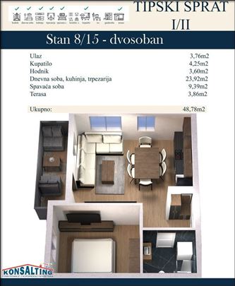 Stan,novogradnja,Novi Banovci,autoput blizu,034-08