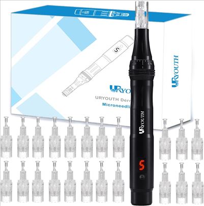 Uryouth derma pen Microneedling 20 kertridža Crni