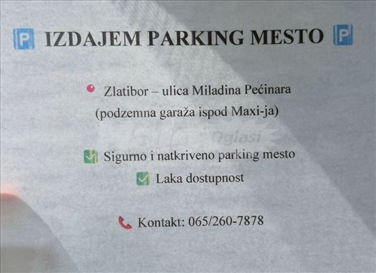 Parking u centru Zlatibora - Mesecno izdavanje