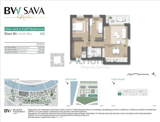 Trosoban dvostran stan sa pogledom na zelenilo u B