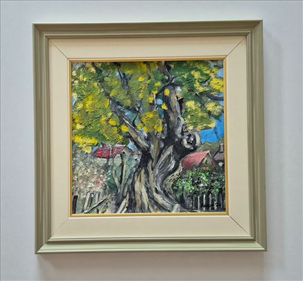 Ulje na lesonitu - Kuca ispod starog hrasta