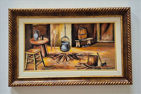 Ulje na platnu - Ognjiste, prelepa slika!