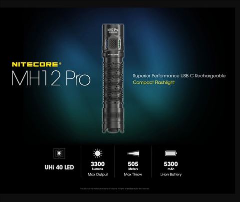 Nitecore MH 12 Pro 3300 lumena 5300mA Baterija