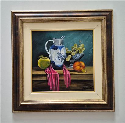 Ulje na platnu - Bokal i voce, prelepa slika!