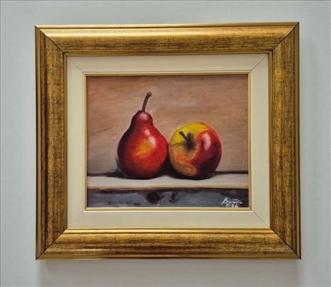 Ulje na platnu - Kruska i jabuka, prelepo!