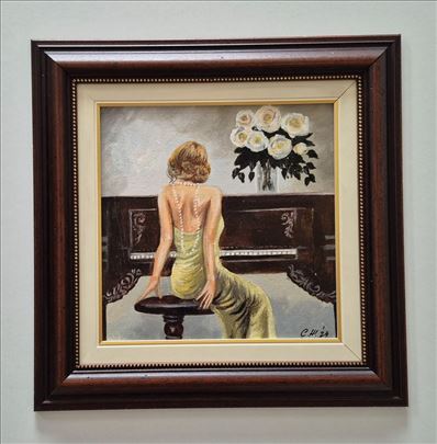 Ulje na platnu - Pijanistkinja, prelepa slika!