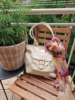 Mona, kožna ženska tašna, krem