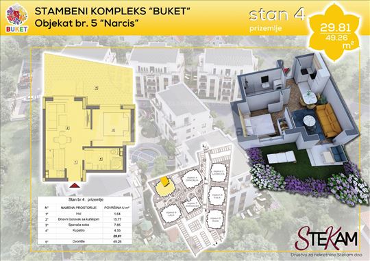 Stambeni kompleks "Buket" 3min hoda od Aqua parka