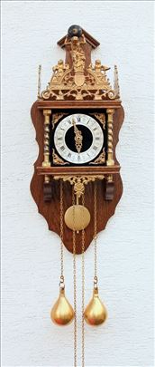 Zidni sat sa klatnom i tegovima Holandez, veliki. 