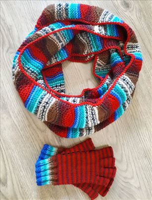 Okrugli ''infinity'' šal i rukavice - RUČNA IZRADA