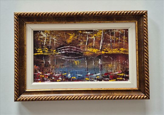 Ulje na platnu - Most u šumi, prelepa slika!