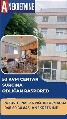 Dvosoban stan u centru Surčina 55kvm+terasa+garaža