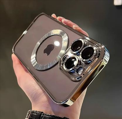 IPhone 15 pro SREBRNA maska Magsafe  Providna mask