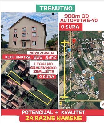 Autoput E70 građ zemljište+nova zgrada 713+21m2